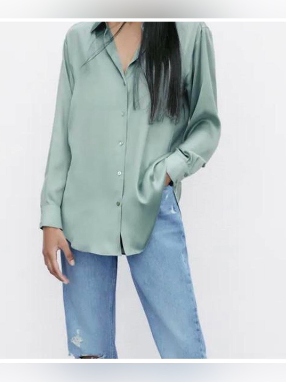 Zara bu women’s Pale Mint Button-Up Shirts
